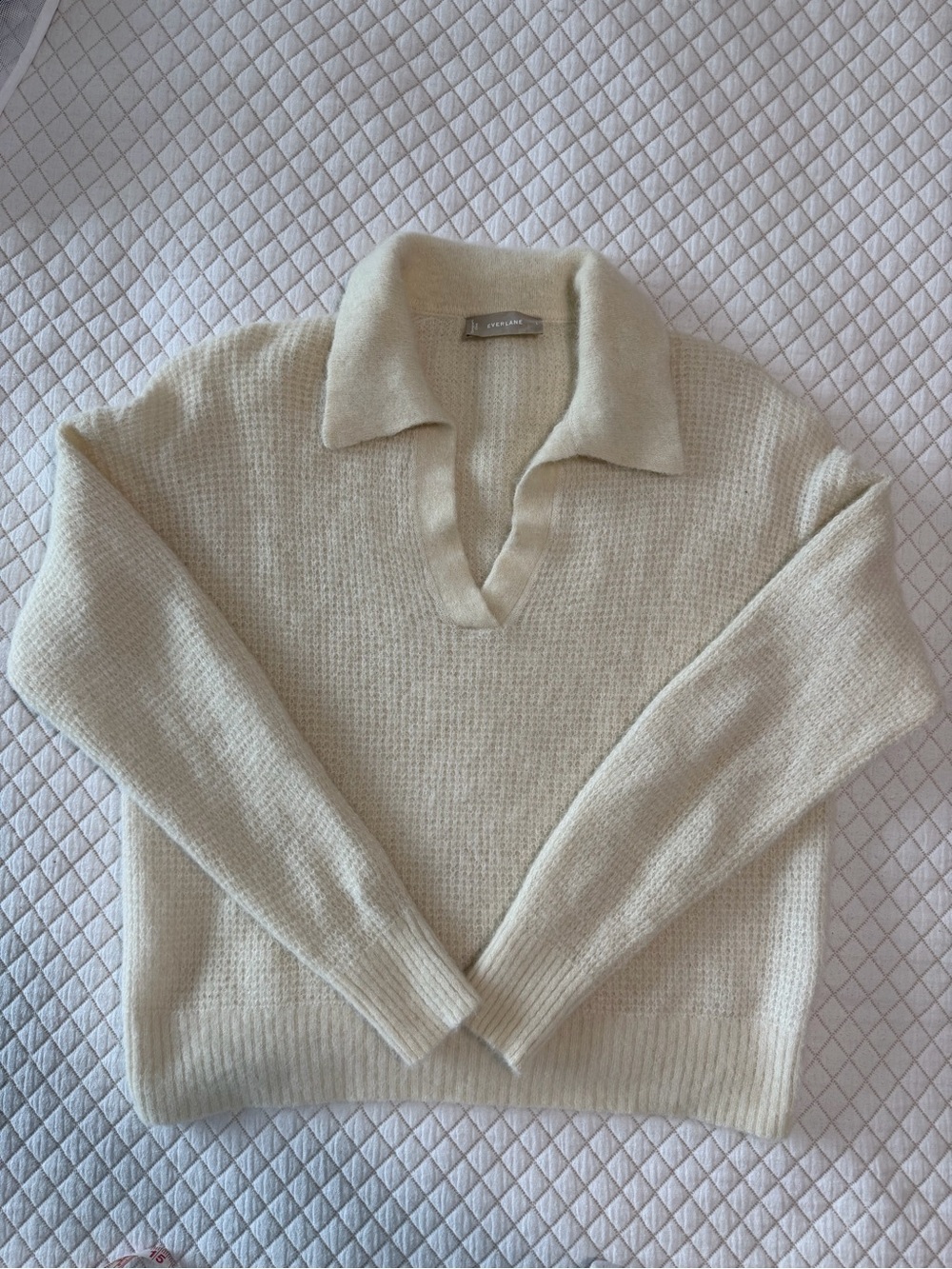 Everlane Alpaca-Blend Polo Sweater, Cream, Size - Picture 6 of 8